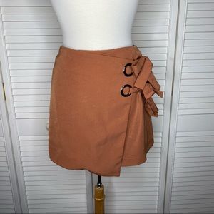JOA tan tie mini skirt size medium